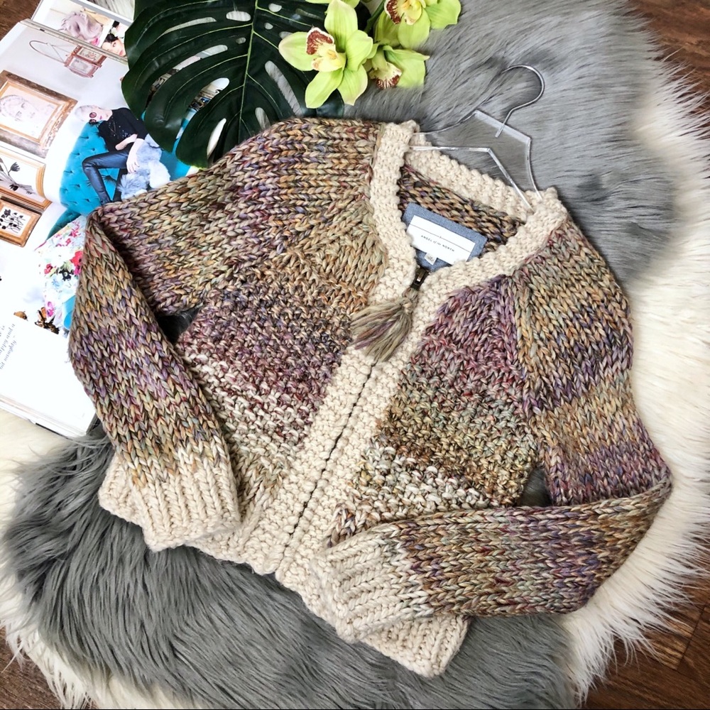 Anthropologie Aurora Alpaca Zip Up Cardigan Sz XS angel of north